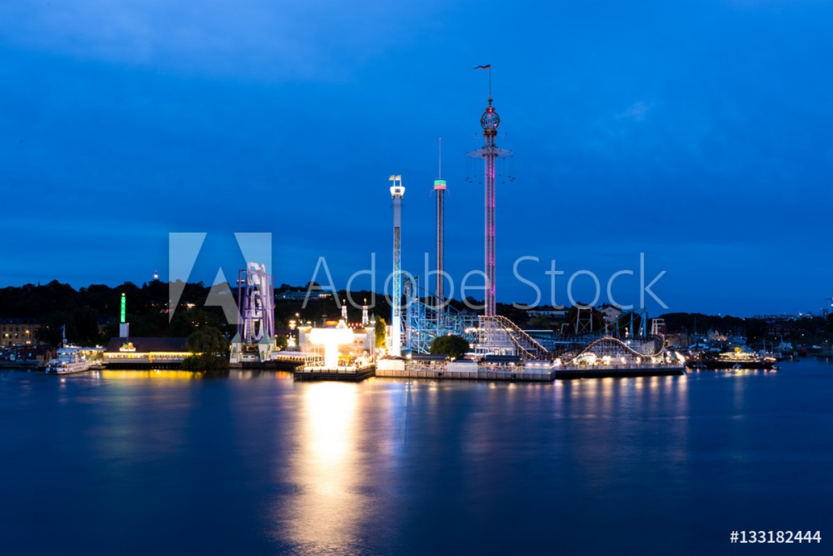 View Of The Night Park Grona Lunds Tivoli Stockholm Sweden 03082016 From Wallmural Wallpassion